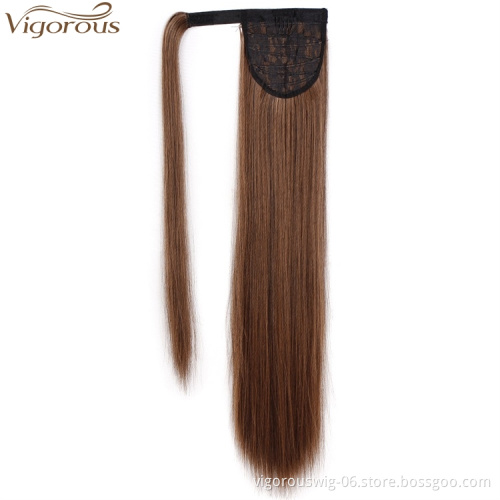 Vigorous Straight Long Ponytail Hair Extension Clip in Wrap Around Synthetic Pony Tail Hairpieces for Women 22" 2/30 Color